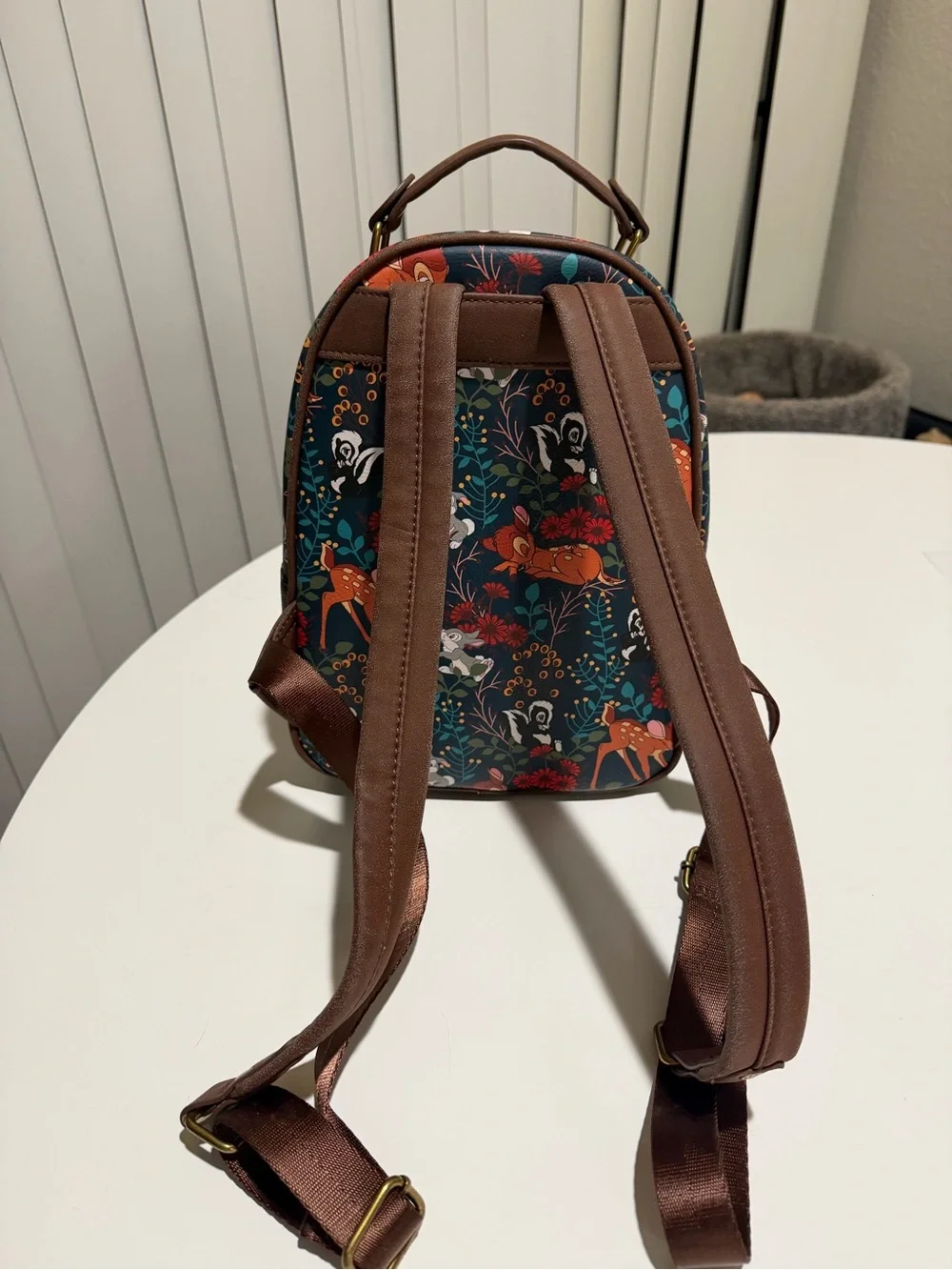Loungefly Floral Bambi Mini Backpack in Teal and Brown